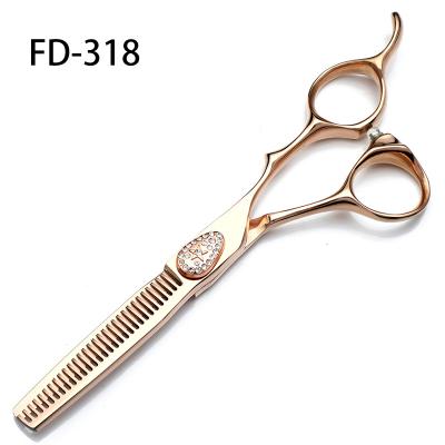 China FD-318 Flat Scissors Rose Gold 440c High Quality Professional Barber Scissors 6 Inch Tooth Scissors Hair Salon for sale