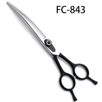 China FC-843 440C Professional Curved Scissors Sustainable Black Handle Custom Size for sale