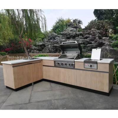 China Outdoor bbq kitchen Customize Stainless Steel Gas Charcoal Grills BBQ Outdoor Kitchen Island Set for sale