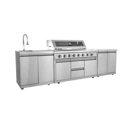 China Modern New Kitchen Design  Waterproof Drawer Cabinet 304 Stainless Steel Outdoor Kitchen Cabinet  bbq  with Sink for sale