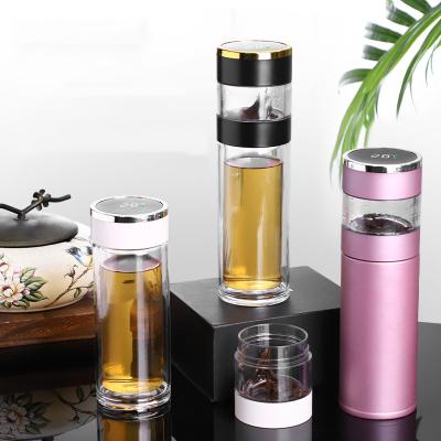 China Viable Custom Stainless Steel Water Bottle Temperature Display Water Bottle Separation Smart Tea Bottle for sale