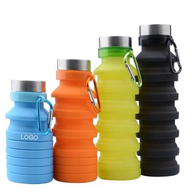 China Large Capacity Viable Soft Silicone Collapsible Water Bottle For Outdoor Sports Carry Convenient Water Bottle for sale