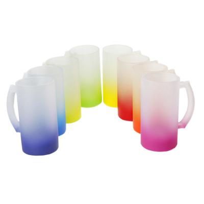 China Viable 16OZ Sublimation Mug Printing Gradient Color Colored Glass Beer Mug for sale