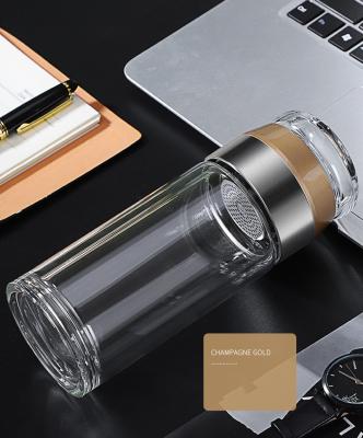 China Bpa Free Designed Clear Double Wall Glass Water Bottle Sustainable Drinking Water Bottle for sale