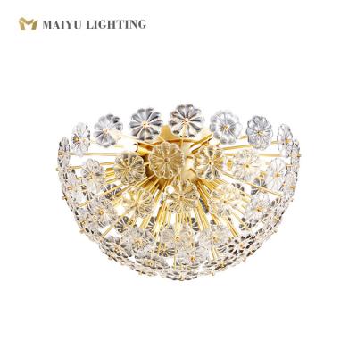 China New Living Room Creative Round Brass Post Full Light Outdoor Mounted Modern Luxury Decorative Ceiling Lamp for sale