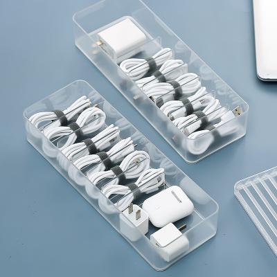 China Visible Transparent Workable With Cover Desktop Data Line Storage Box Cell Phone Charger Earphone Cable Power Cord Organizer for sale