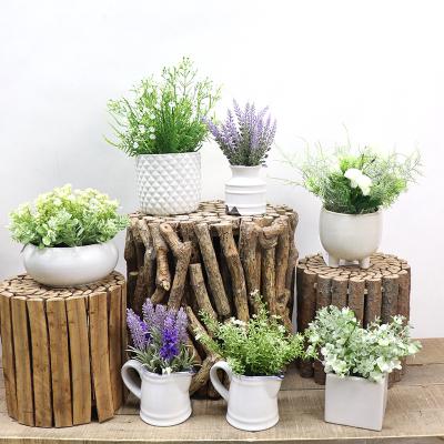 China Fashional Artificial Flowers Green Plant Star Flower Artificial Plastic Eucalyptus Potted For Dining Table Desk Decoration for sale