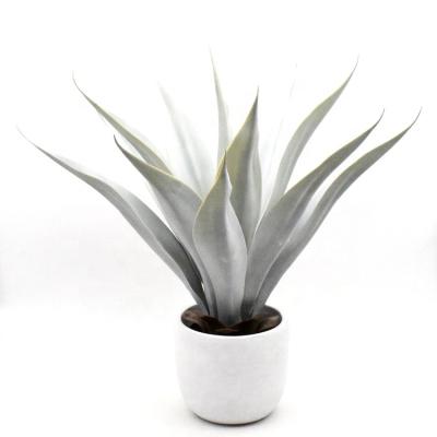 China High level simulation agave planter plastic artificial agave plants succulent agave with cement planter for sale