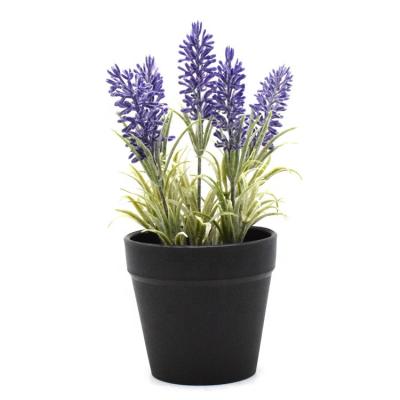 China High standard simulation cheap small lavender flower with factory price plastic pot fabric artificial lavender flower PE 11.43*11.43*18.42CM for sale