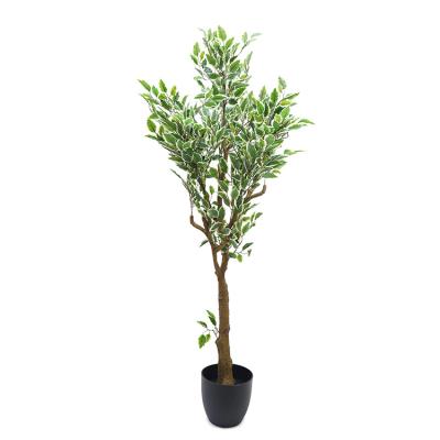 China Plants 140cm Minimalist Artificial Silk Leaf Ficus Tree For Decorative Cheap Artificial Ficus Benjamin Tree for sale