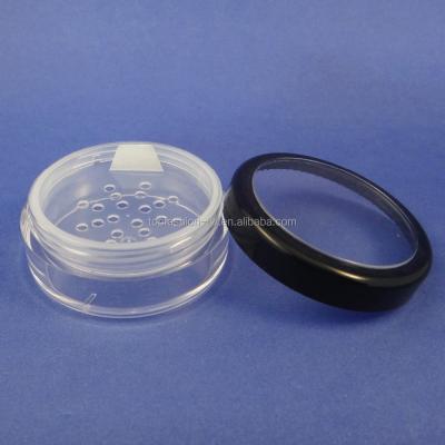 China Free Cosmetic 50 Pcs Air Parcel Shipping Taiwan Made Black Rim Lid Plastic Cosmetic Loose Powder Jar Strainer With Pull Tab Seal Sticker for sale