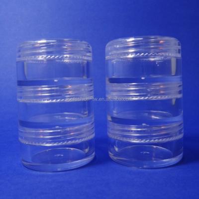 China Cosmetic 80 Set 3 Storage Container Mini Clear Plastic Jar Travel Sample Stacked Case 5 g for sale