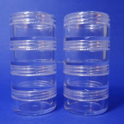 China Cosmetic 80 Set 4 Storage Container Mini Clear Plastic Jar Travel Sample Stacked Case 5 g (AY 81(5) (4 Stacked) - C=80 Square) for sale