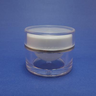 China Clear Cosmetic Jar 10g Skin Care Acrylic Plastic Plastic Double Wall Lotion Cream Jar for sale