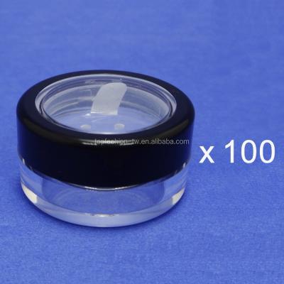 China Cosmetic Wholesales Plastic Window Lid 100 Pcs Made In Taiwan 5g Strainer Loose Powder Packing Jar With Seal Sticker for sale