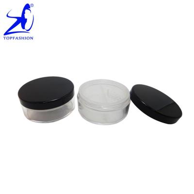 China Cosmetic Black Plastic Cap Strainer Storage Loose Powder Container With Rotating Sieve for sale