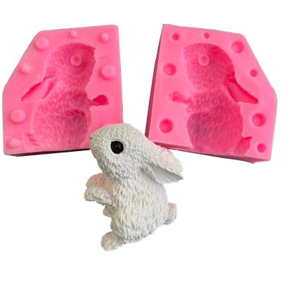 China Sustainable Reusable Rabbit 3D Rabbit Toy Mold DIY Easter Bunny Fragrance Candle Mold Solid Silicone Mold for sale