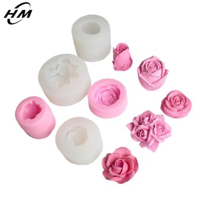 China Sustainable 3D DIY Silicone Mold Candle Mold Rose Flower Home Decor Aromatherapy Candle Making Diy Family Party Molding for sale