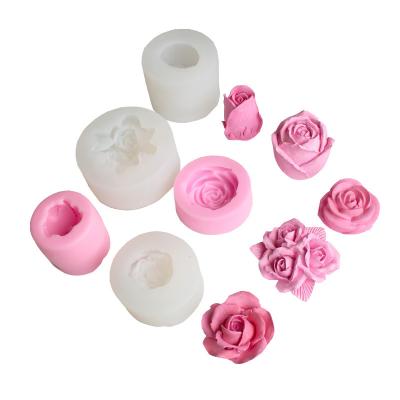 China Viable 3D DIY Craft Rose Flower Silicone Fondant Mold Resin Cake Candle Soap Making Mousse Cake and Chocolate Mold for sale