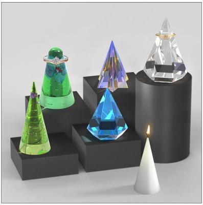 China Sustainable Handmade DIY 3D Ring Holder Cone Resin Mold Pyramid Silicone Candle Mold For Resin Casting for sale