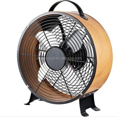 China Clock Fan For Cooling And Decoration Design New Copper Color Metal 10 Inch Clock Fan Desktop Fan 2 Gears for sale