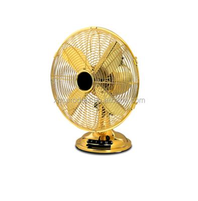 China Vintage Design Decorative Gold Color Metal Electric Vintage 12 Inch Table Fan With CE for sale