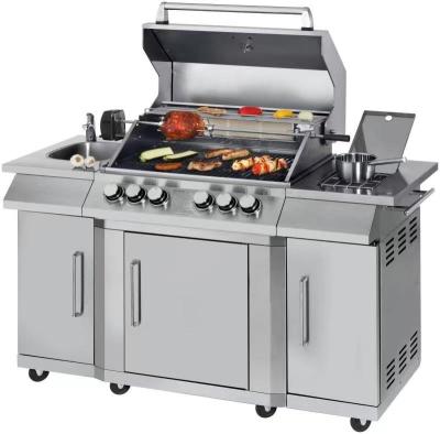 China Custom BBQ Easily Cleaned Commercial Stainless Steel Gas Grill Double Sided Modern Outdoor Kitchen for sale