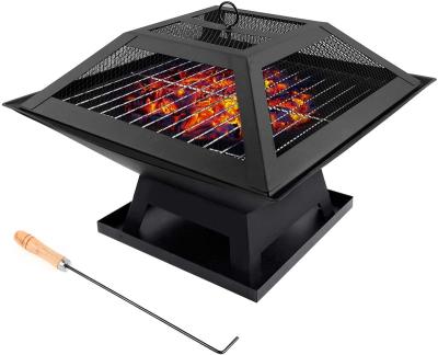 China Garden Camping Stocked Fire Pits Charcoal Fire Pits Cast Iron Material Outdoor Square Heater for sale