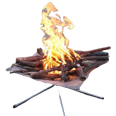 China Outdoor Stocked Fire Pits Cover Net Portable Folding Metal Mesh Bonfire Warming Fire Pit for Backyard Camping for sale