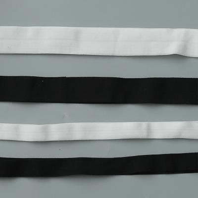 China Black And White Stripe Home Textiles Polyester Cotton Elastic Fold Over Knitted Elastic Band for sale