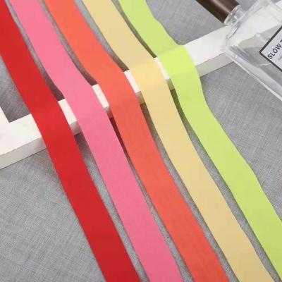 China Dark Edging Elastic Colorful Soft Piping Tape Fold Over Elastic Band For Underwear Headband for sale