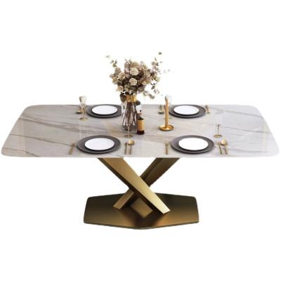 China Adjustable (Height) Marble Dining Table and Chairs Rocking Rectangular Dish Dining Table and Chair Combination for sale