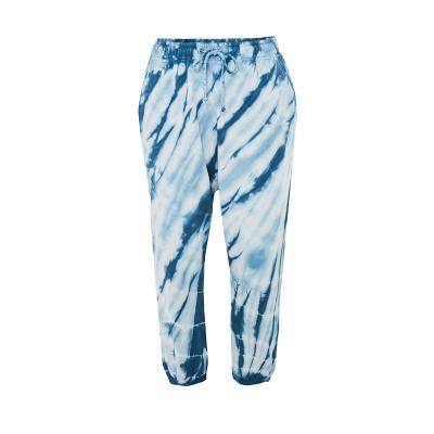 China custom Anti-wrinkle private label vintage crop sweatpants ladies spring blue cotton tie dye joggers pants plus size for women for sale