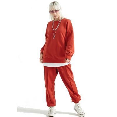 China 2021 Autumn Winter Ladies Breathable Red Track Sweat Suits Girls Custom Made 2 Piece Sweatsuits Set Women's French Terry Tracksuit With Logo for sale