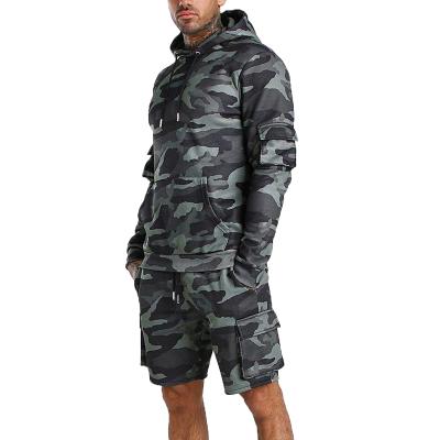 China Latest Camouflage Terry Cotton Slim Fit Camo Shorts Hoodie Men's Breathable Cargo Tracksuits for sale