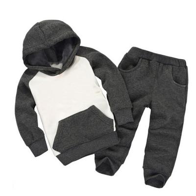 China Wholesale Custom Anti-wrinkle Kids Equipments Tracksuit Hoodies Cotton Fleece White Kids Pants Set Sport Suit Boys Clothing for sale