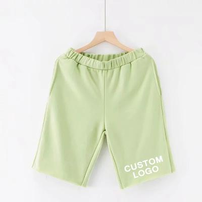 China Anti-Wrinkle Cotton Heavy Jogger Short Pants Refine Logo Custom Waist High Plain Womens Sweat Shorts 2021 Solid Green Casual Shorts Sports Dyed for sale