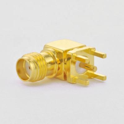 China SMA Female Automotive PCB 6GHz RF Coaxial Right Angle Connectors Ready To Ship for sale