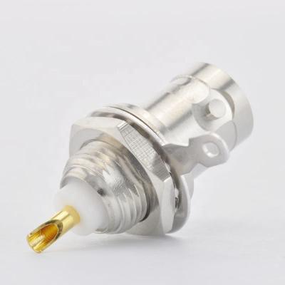 China 4GHz BNC Female Bulkhead Receptacle With Solder End RF Connectors 10-02-8A1-027 for sale