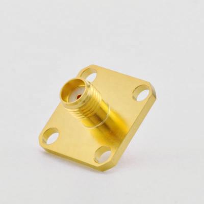 China RF SMA Female Connector With Coaxial End , 4 Hole Clamp SMA Female Connector Through Hole for sale