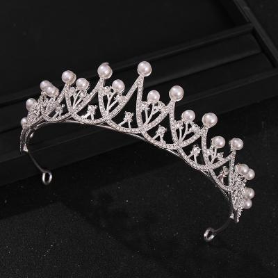 China Hair Tie 2022 New Crystal Crown Pearl Jewelry Wedding Bride Crystal Crown Wholesale for sale