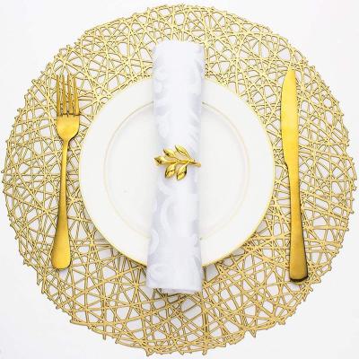 China Large round 38cm 15inch hotel restaurant gold pvc viable waterproof reusable place mat round 38cm place mats for wedding for sale