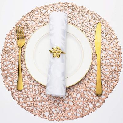 China Anti Slip Place Mat Home Kitchen Dining Table Mat Sets Vinyl Viable Heat Resistant PVC Woven Place Mats For Restaurant for sale