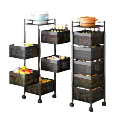 China 3 4 5 Layers Sustainable Rotating Handy Cart Kitchen Shelf With Wheel Storage Rack for sale