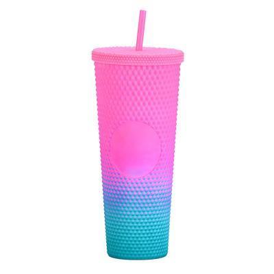 China 2023 Amazon Viable Hot New Arrival Gradient Free Reusable 2023 Color Studded Tumbler Double Wall Pineapple Coffee Cups for sale