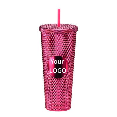 China Viable Chinese manufacturers directly supply Portable Creative Large Capacity Double-layer Straw Cup Durian Cup Plastic Diamond for sale