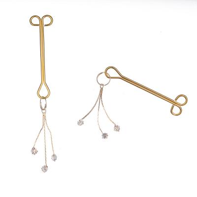 China Noble Adjustable Bondage Nipple Clamps With Shiny Metal Glans Diamond for sale