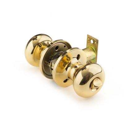 China America Gold Color Steel Round Knob Interior Tubular Door Lock for Home Security with 3 Brass Keys for sale