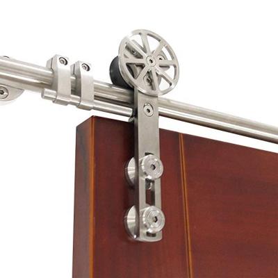 China 5' Stainless Steel Spoke Swept Rotary Wheel Slide Sliding Single Barn Door Wood Hardware Door Kits for sale