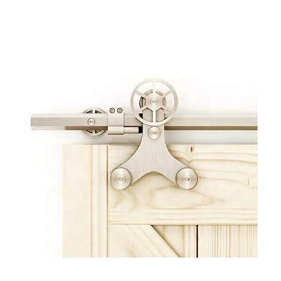 China 6.6FT Hexagon Solid Track Decoration Spoke Rotary Wheel Slide Sliding Barn Door Hardware For Wood Door And Glass Door for sale